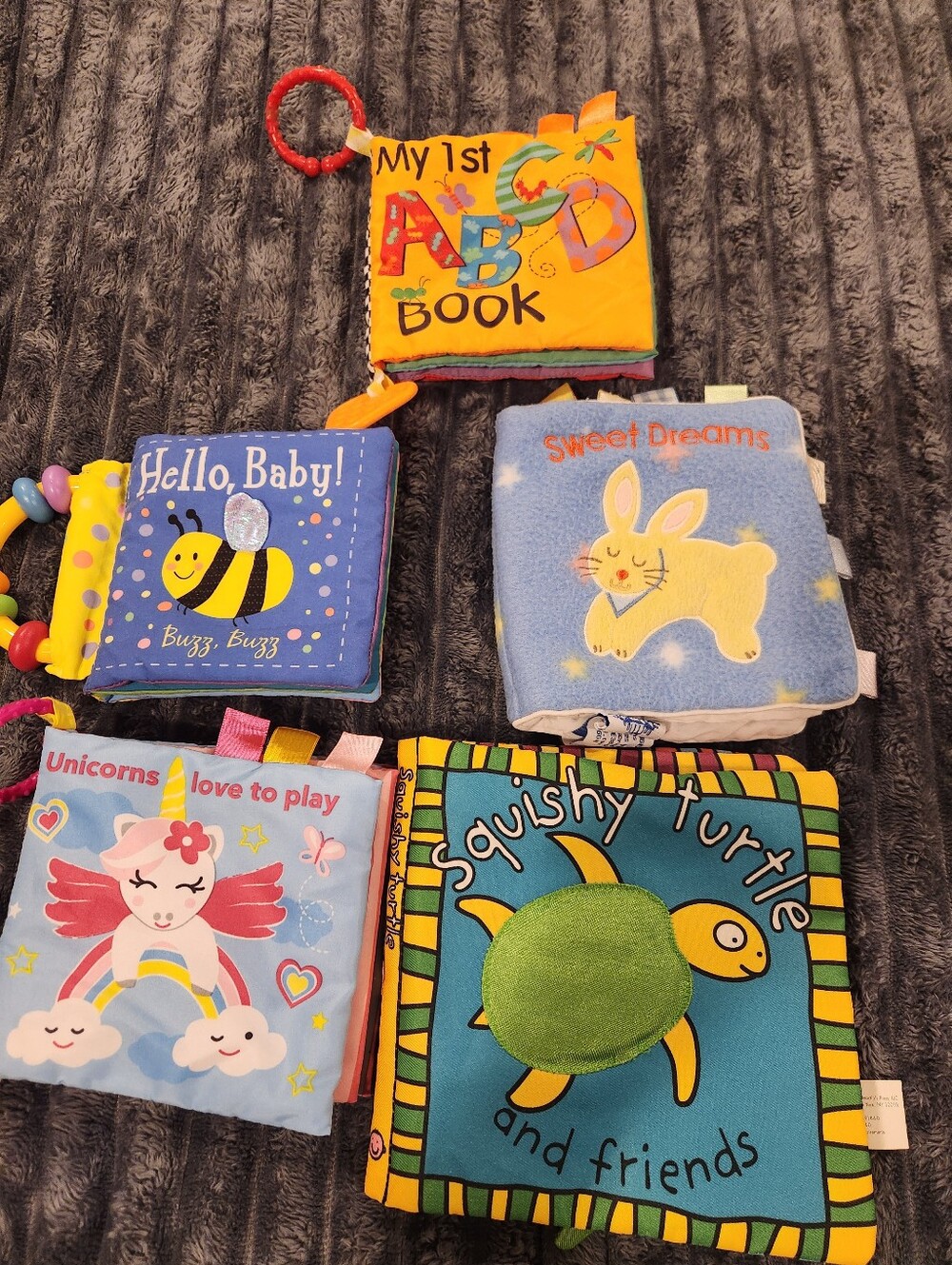 Multiples Yellow Blue Pink Green Orange Soft Cloth Baby Book Set